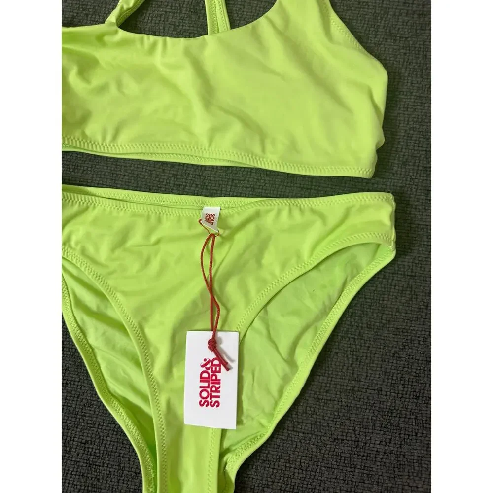 Solid & Striped The Brody Asymmetric Bikini Set size M in Pistachio NWT